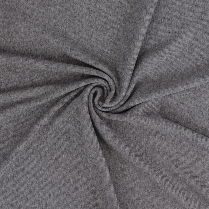 Brushed Ribbed Jersey Knit - Marled Grey