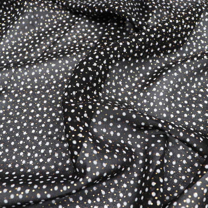 Chiffon - Gold Polka Dots - SALE