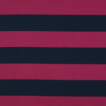 Cotton Canvas - Raspberry Pink + Navy Blue Stripe