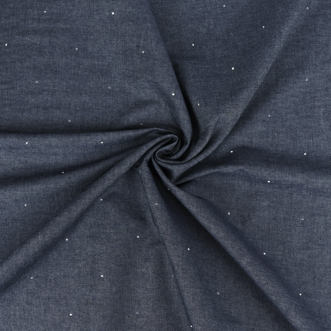 Cotton Chambray - Diamante Crystals