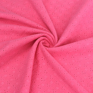 Cotton Double Gauze - Embroidered Flowers - Pink - END OF BOLT 130cm