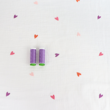 Cotton Double Gauze - Embroidered Hearts