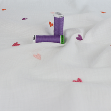 Cotton Double Gauze - Embroidered Hearts
