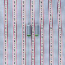 Cotton Double Gauze - Floral Gingham - Blue - END OF BOLT 45cm