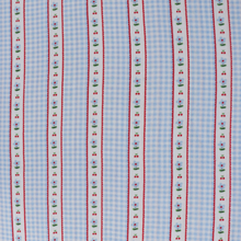 Cotton Double Gauze - Floral Gingham - Blue - END OF BOLT 45cm
