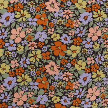 Cotton French Terry - Fall Flowers - Brown
