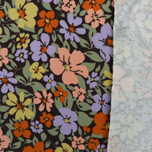 Cotton French Terry - Fall Flowers - Brown