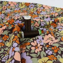 Cotton French Terry - Fall Flowers - Brown