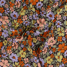 Cotton French Terry - Fall Flowers - Brown