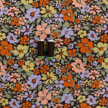 Cotton French Terry - Fall Flowers - Brown