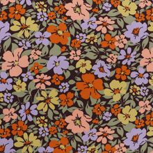 Cotton French Terry - Fall Flowers - Brown