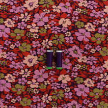 Cotton French Terry - Fall Flowers - Purple
