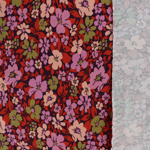 Cotton French Terry - Fall Flowers - Purple