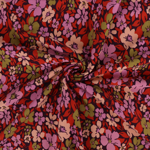 Cotton French Terry - Fall Flowers - Purple