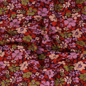 Cotton French Terry - Fall Flowers - Purple