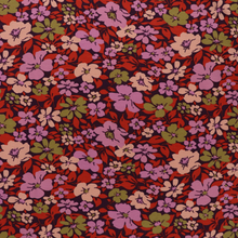 Cotton French Terry - Fall Flowers - Purple