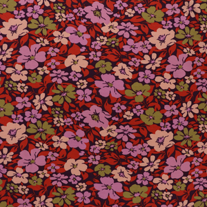 Cotton French Terry - Fall Flowers - Purple