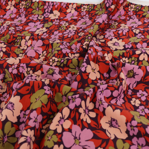 Cotton French Terry - Fall Flowers - Purple