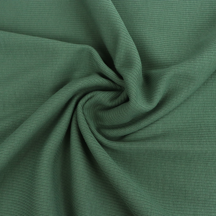 Cotton Narrow Ribbed Jersey - Cedar Green