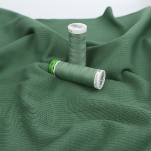 Cotton Narrow Ribbed Jersey - Cedar Green