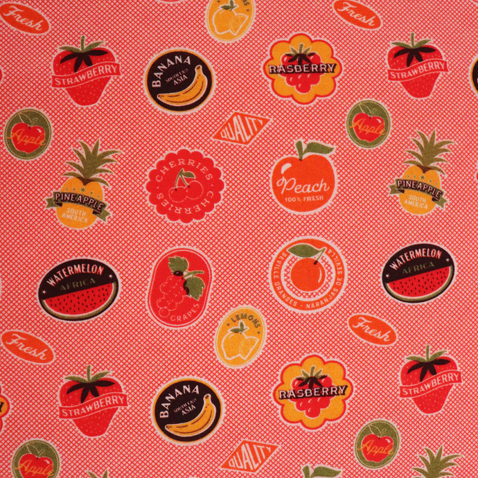 Cotton Lawn - Fruit Labels - The Edit x Betty Woodhouse