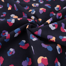 Cotton Needlecord - Animal Print - Navy