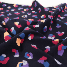 Cotton Needlecord - Animal Print - Navy