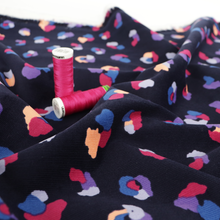 Cotton Needlecord - Animal Print - Navy