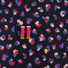 Cotton Needlecord - Animal Print - Navy