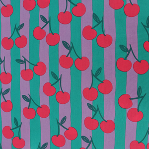 Cotton Poplin - Cherry Fruit - Lilac + Teal Green