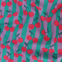 Cotton Poplin - Cherry Fruit - Lilac + Teal Green