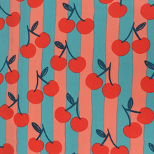 Cotton Poplin - Cherry Fruit - Peach + Turquoise