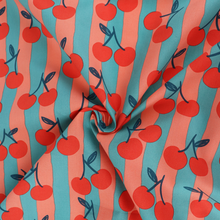 Cotton Poplin - Cherry Fruit - Peach + Turquoise