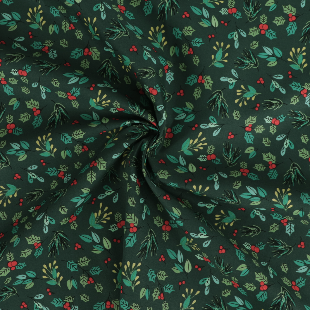 Cotton Poplin - Festive Holly