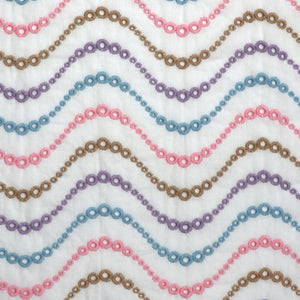 Cotton Poplin - Embroidered Pastel Waves - END OF BOLT 98cm