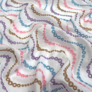 Cotton Poplin - Embroidered Pastel Waves