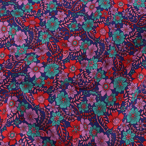 Cotton Poplin - Flowers - Purple