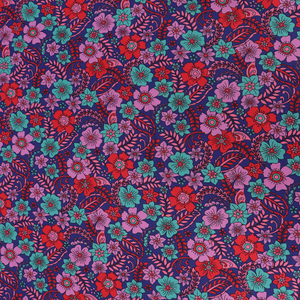 Cotton Poplin - Flowers - Purple