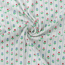Cotton Ribbed Jersey - Floral Stripe