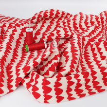 Cotton Ribbed Jersey - Heart Ribbon