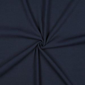 Cotton Narrow Ribbed Jersey - Navy Blue