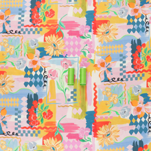 Cotton Sateen - Vintage Floral Painting