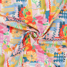 Cotton Sateen - Vintage Floral Painting