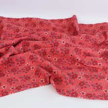 Cotton Seersucker - Coral Red Flowers