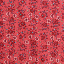 Cotton Seersucker - Coral Red Flowers