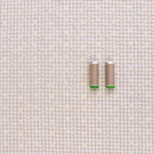 Cotton Seersucker - Gingham With Embroidered Flowers - Buff