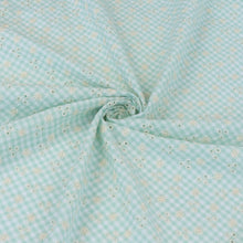 Cotton Seersucker - Gingham With Embroidered Flowers - Mint