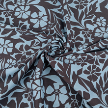 Cotton Viscose Lawn - Brown + Blue Meadow