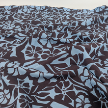 Cotton Viscose Lawn - Brown + Blue Meadow