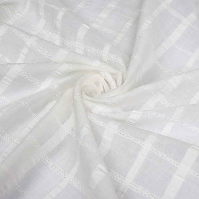 Cotton Voile - Embroidered Check  - END OF BOLT 71cm